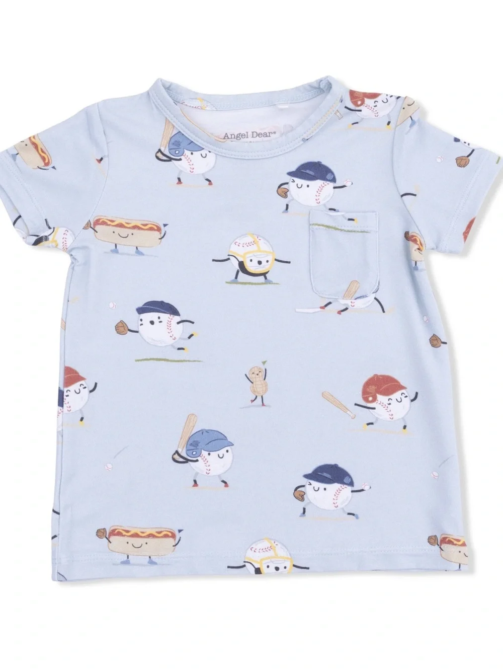 Angel Dear Baseball & Hotdog T Shirt with Blue Shorts Set 2T 4T